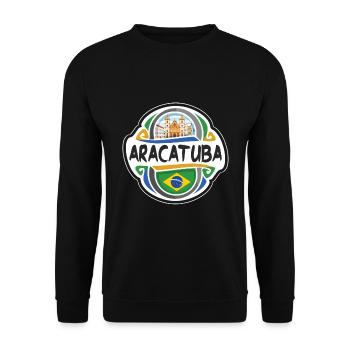 Aracatuba Brésil Drapeau Badge Voyage Souvenir Timbre - Sweat-shirt Unisexe - noir - Devant - Alina (178cm) & Michal (187cm)