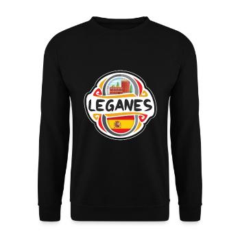 Leganes Spain Flag Badge Travel Souvenir Stamp - Unisex Sweatshirt - black - Front - Alina (178cm) & Michal (187cm)