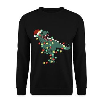 Lumières de Noël Dinosaure Noël - Sweat-shirt Unisexe - noir - Devant - Alina (178cm) & Michal (187cm)