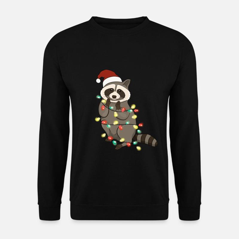 Christmas Lights Waschbär Weihnachten - Unisex Pullover - Schwarz