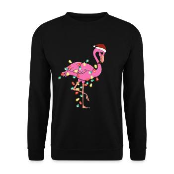 Christmas Lights Flamingo Weihnachten - Unisex Pullover - Schwarz - Vorne - Alina (178cm) & Michal (187cm)