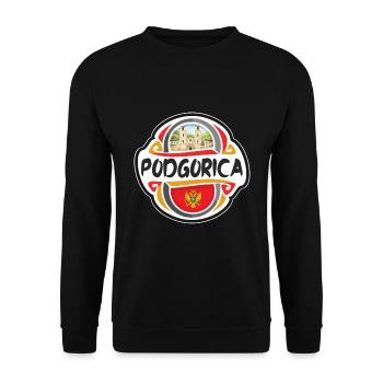 Podgorica Montenegro Flagge Reise Souvenir Abzeichen St - Unisex Pullover - Schwarz - Vorne - Alina (178cm) & Michal (187cm)