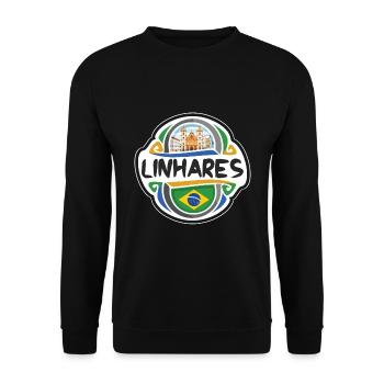 Linhares Brésil Drapeau Badge Voyage Souvenir Timbre - Sweat-shirt Unisexe - noir - Devant - Alina (178cm) & Michal (187cm)