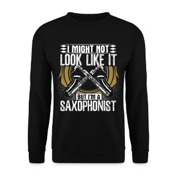 Saxophone Blues - Sweat-shirt Unisexe - noir - Devant - Alina (178cm) & Michal (187cm)