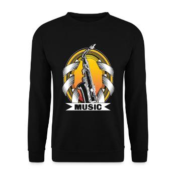 Saxophon Blues Konzert Geschenkidee - Unisex Pullover - Schwarz - Vorne - Alina (178cm) & Michal (187cm)