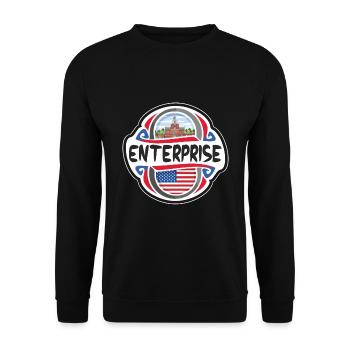Enterprise USA United States Flag Travel Souvenir - Unisex Sweatshirt - black - Front - Alina (178cm) & Michal (187cm)
