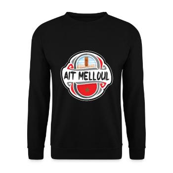 Ait Melloul Maroc Drapeau Voyage Souvenir Badge Sta - Sweat-shirt Unisexe - noir - Devant - Alina (178cm) & Michal (187cm)
