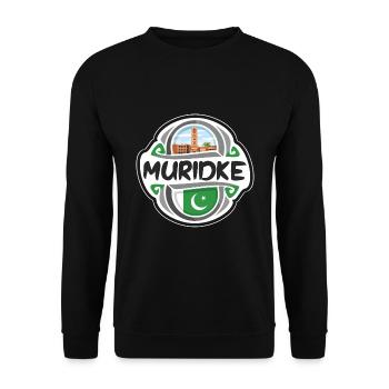 Muridke Pakistan Drapeau Badge Voyage Souvenir Timbre - Sweat-shirt Unisexe - noir - Devant - Alina (178cm) & Michal (187cm)
