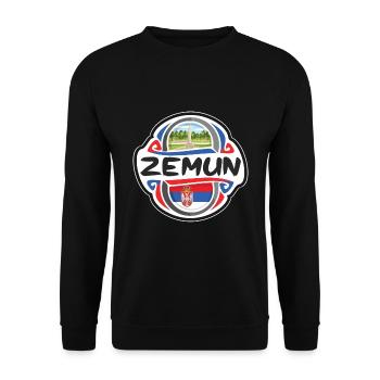Zemun Serbie Drapeau Badge Voyage Souvenir Timbre - Sweat-shirt Unisexe - noir - Devant - Alina (178cm) & Michal (187cm)