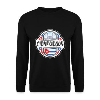 Cienfuegos Cuba Flag Badge Travel Souvenir Stamp - Unisex Sweatshirt - black - Front - Alina (178cm) & Michal (187cm)