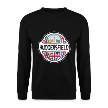 Huddersfield Royaume-Uni Drapeau du Royaume-Uni Voyage Souveni - Sweat-shirt Unisexe - noir - Devant - Alina (178cm) & Michal (187cm)