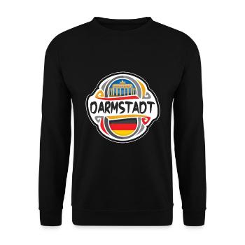 Darmstadt Deutschland Flaggenabzeichen Reise Souvenir Briefmarke - Unisex Pullover - Schwarz - Vorne - Alina (178cm) & Michal (187cm)