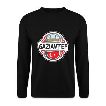 Gaziantep Turquie Drapeau Badge Voyage Souvenir Timbre - Sweat-shirt Unisexe - noir - Devant - Alina (178cm) & Michal (187cm)
