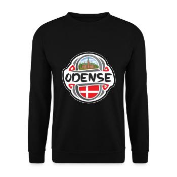 Odense Denmark Flag Badge Travel Souvenir Stamp - Unisex Sweatshirt - black - Front - Alina (178cm) & Michal (187cm)