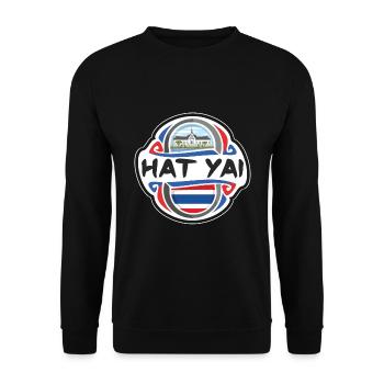 Hat Yai Thailand Flagge Abzeichen Reise Souvenir Stempel - Unisex Pullover - Schwarz - Vorne - Alina (178cm) & Michal (187cm)