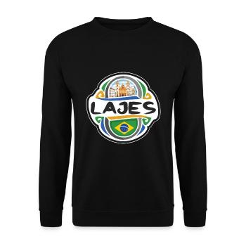 Lajes Brésil Drapeau Badge Voyage Souvenir Timbre - Sweat-shirt Unisexe - noir - Devant - Alina (178cm) & Michal (187cm)
