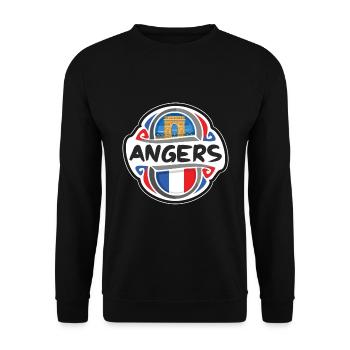 Angers Frankreich Flagge Abzeichen Reise Souvenir Briefmarke - Unisex Pullover - Schwarz - Vorne - Alina (178cm) & Michal (187cm)