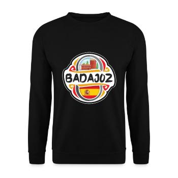 Badajoz Espagne Drapeau Badge Voyage Souvenir Timbre - Sweat-shirt Unisexe - noir - Devant - Alina (178cm) & Michal (187cm)