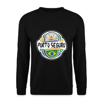 Porto Seguro Brazil Flag Travel Souvenir Badge Sta - Unisex Sweatshirt - black - Front - Alina (178cm) & Michal (187cm)