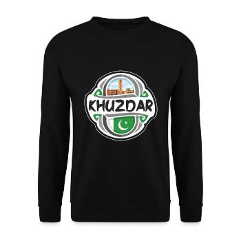 Khuzdar Pakistan Drapeau Badge Voyage Souvenir Timbre - Sweat-shirt Unisexe - noir - Devant - Alina (178cm) & Michal (187cm)