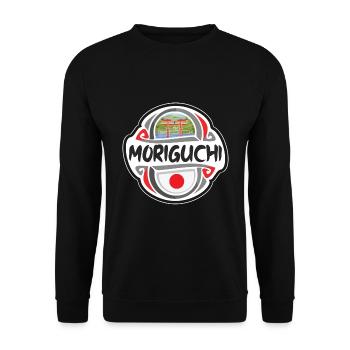 Moriguchi Japon Drapeau Badge Souvenir de Voyage Timbre - Sweat-shirt Unisexe - noir - Devant - Alina (178cm) & Michal (187cm)
