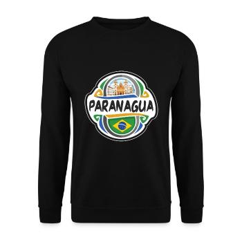 Paranagua Brésil Drapeau Badge Voyage Souvenir Timbre - Sweat-shirt Unisexe - noir - Devant - Alina (178cm) & Michal (187cm)