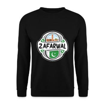 Zafarwal Pakistan Drapeau Badge Souvenir de Voyage Timbre - Sweat-shirt Unisexe - noir - Devant - Alina (178cm) & Michal (187cm)