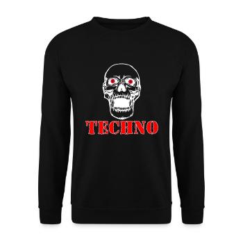 Totenkopf techno - Unisex Pullover - Schwarz - Vorne - Alina (178cm) & Michal (187cm)