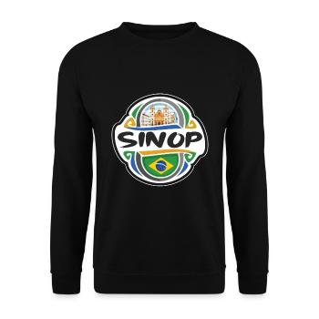 Sinop Brasilien Flagge Abzeichen Reise Souvenir Briefmarke - Unisex Pullover - Schwarz - Vorne - Alina (178cm) & Michal (187cm)