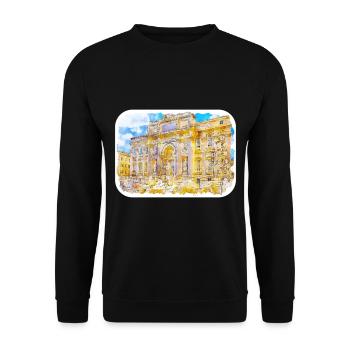 Rome Italie Croquis à l’aquarelle Peinture dessinée à la main - Sweat-shirt Unisexe - noir - Devant - Alina (178cm) & Michal (187cm)