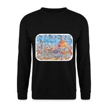 Florence Italie Aquarelle Esquisse Peinture Dessinée - Sweat-shirt Unisexe - noir - Devant - Alina (178cm) & Michal (187cm)