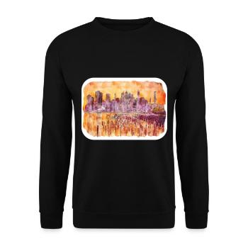New York Usa Watercolor Sketch Drawing - Unisex Sweatshirt - black - Front - Alina (178cm) & Michal (187cm)