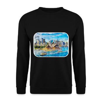 Australie Aquarelle Esquisse Dessinée à la Main Peinture - Sweat-shirt Unisexe - noir - Devant - Alina (178cm) & Michal (187cm)