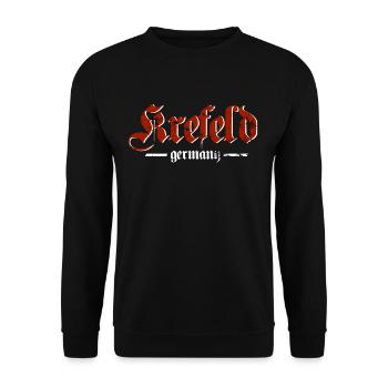 Krefeld altdeutsch - Unisex Pullover - Schwarz - Vorne - Alina (178cm) & Michal (187cm)