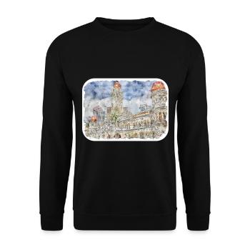 Malaisie Aquarelle Esquisse Dessinée à la Main Illustration - Sweat-shirt Unisexe - noir - Devant - Alina (178cm) & Michal (187cm)