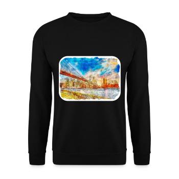 Dublin Irlande Royaume-Uni Aquarelle Sketch Illustration - Sweat-shirt Unisexe - noir - Devant - Alina (178cm) & Michal (187cm)