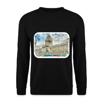 Habana Kuba Aquarell Skizze Gezeichnete Illustration - Unisex Pullover - Schwarz - Vorne - Alina (178cm) & Michal (187cm)