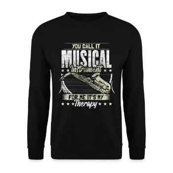 Saxophon Blasinstrument Musiker Geschenkidee - Unisex Pullover - Schwarz - Vorne - Alina (178cm) & Michal (187cm)