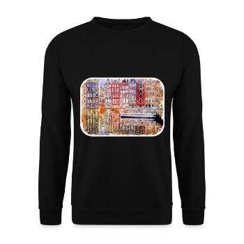 Amsterdam Netherlands Watercolor Sketch Drawing - Unisex Sweatshirt - black - Front - Alina (178cm) & Michal (187cm)