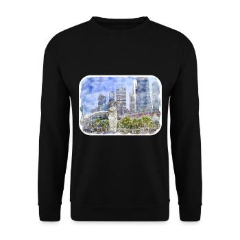 Singapore Watercolor Sketch Hand Drawn Painting - Unisex Sweatshirt - black - Front - Alina (178cm) & Michal (187cm)