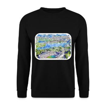 Helsinki Finland Watercolor Sketch Illustration - Unisex Sweatshirt - black - Front - Alina (178cm) & Michal (187cm)