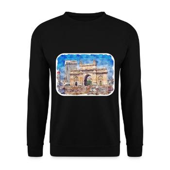 Mumbai India Watercolor Sketch Drawn Painting - Unisex Sweatshirt - black - Front - Alina (178cm) & Michal (187cm)