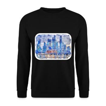 Singapore Watercolor Sketch Hand Drawn Painting - Unisex Sweatshirt - black - Front - Alina (178cm) & Michal (187cm)