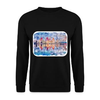 Illustration de l’esquisse à l’aquarelle de monument de Lituanie - Sweat-shirt Unisexe - noir - Devant - Alina (178cm) & Michal (187cm)