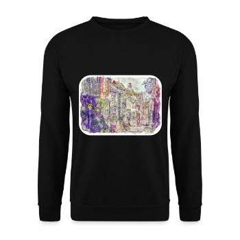 England UK Aquarell Skizze Malerei Illustration - Unisex Pullover - Schwarz - Vorne - Alina (178cm) & Michal (187cm)