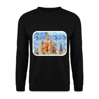 Moscou Russie Aquarelle Esquisse Dessin Dessiné - Sweat-shirt Unisexe - noir - Devant - Alina (178cm) & Michal (187cm)