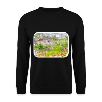 Allemagne Aquarelle Esquisse Dessinée à la main Illustration - Sweat-shirt Unisexe - noir - Devant - Alina (178cm) & Michal (187cm)