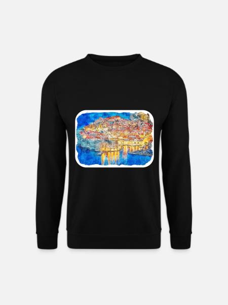 Dubrovnik Kroatien Aquarell Skizze Illustration - Unisex Pullover - Schwarz