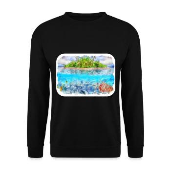 Maldives Watercolor Sketch Hand Drawn Illustration - Unisex Sweatshirt - black - Front - Alina (178cm) & Michal (187cm)