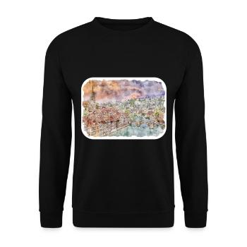 Europa Aquarellskizze Handgezeichnete Illustration - Unisex Pullover - Schwarz - Vorne - Alina (178cm) & Michal (187cm)
